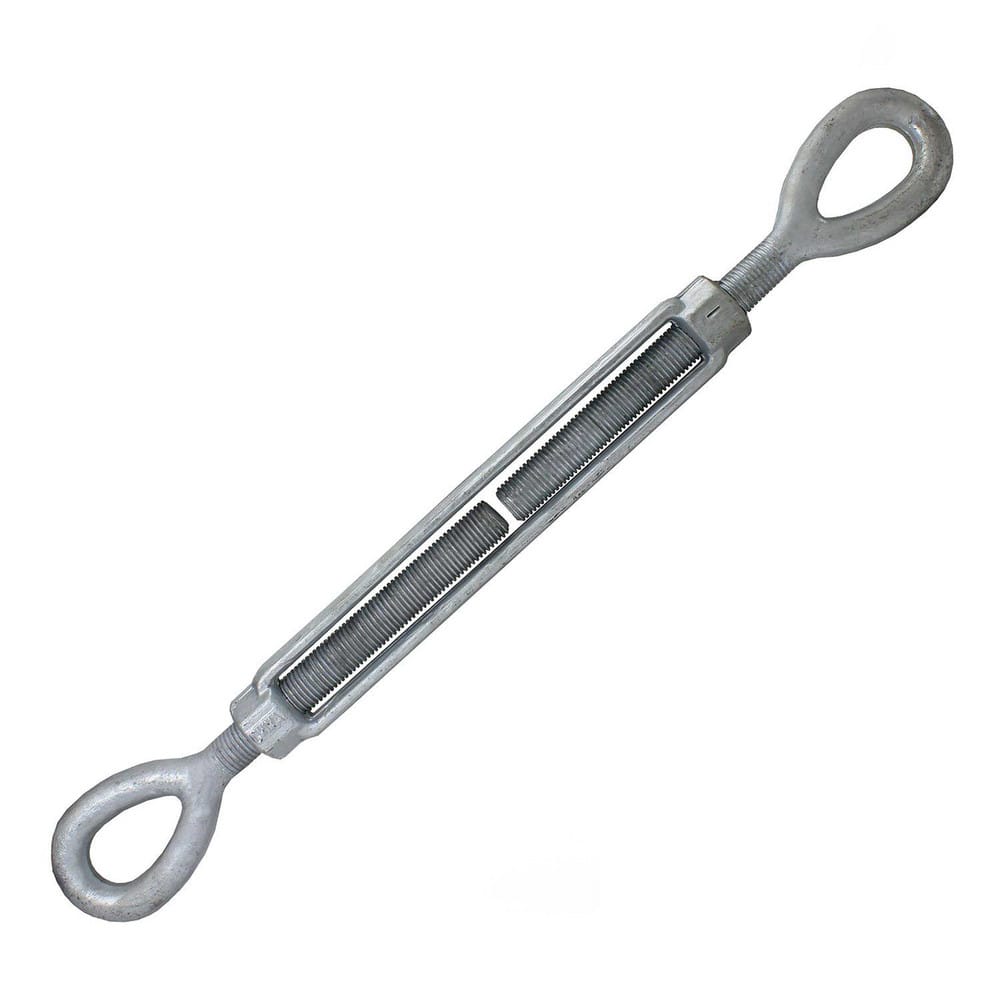 Turnbuckles; Turnbuckle Type: Eye & Eye; Working Load Limit: 21400 lb; Thread Size: 1-1/2-24 in; Turn-up: 24 in; Closed Length: 45 in; Material: Steel; Finish: Galvanized