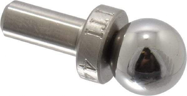 Jergens - 9.53mm Ball Diam, 4.75mm Shank Diam, Stainless Steel Checking Tooling Ball - 3/4" Ball Center to Shank Bottom, 0.3" Ball Center to Shoulder Bottom, with Shoulder, Breakaway - Eagle Tool & Supply