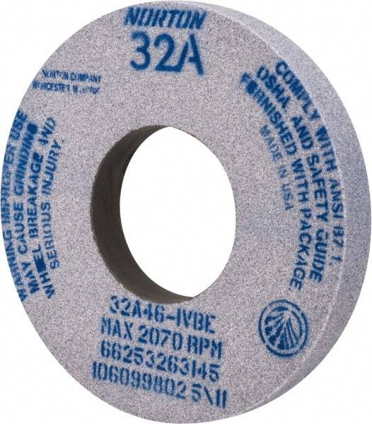 Norton - 12" Diam x 5" Hole x 1-1/2" Thick, I Hardness, 46 Grit Surface Grinding Wheel - Aluminum Oxide, Type 1, Coarse Grade, 2,070 Max RPM, Vitrified Bond, No Recess - Eagle Tool & Supply