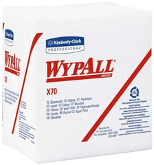 WypAll - X70 1/4 Fold Shop Towel/Industrial Wipes - Poly Pack, 12-1/2" x 12-1/2" Sheet Size, White - Eagle Tool & Supply