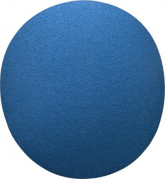 Norton - 12" Diam, 40 Grit Zirconia Alumina Adhesive PSA Disc - Very Coarse, Blue, Y Weighted Cloth Backing, Flexible - Eagle Tool & Supply