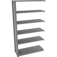 Tennsco - 6 Shelf Add-On Open Steel Shelving - 48" Wide x 88" High x 18" Deep, Medium Gray - Eagle Tool & Supply