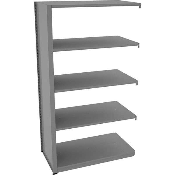 Tennsco - 5 Shelf Add-On Open Steel Shelving - 42" Wide x 76" High x 24" Deep, Medium Gray - Eagle Tool & Supply