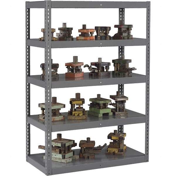 Tennsco - 5 Shelf Heavy-Duty Open Steel Shelving - 48" Wide x 84" High x 24" Deep, Medium Gray - Eagle Tool & Supply