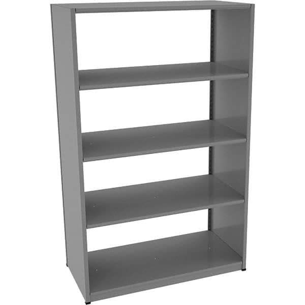 Tennsco - 5 Shelf Starter Open Steel Shelving - 48" Wide x 76" High x 24" Deep, Medium Gray - Eagle Tool & Supply
