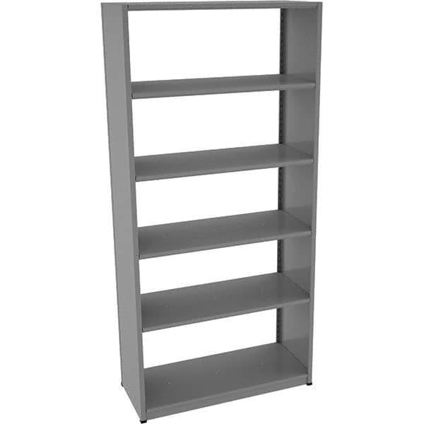 Tennsco - 6 Shelf Starter Open Steel Shelving - 42" Wide x 88" High x 18" Deep, Medium Gray - Eagle Tool & Supply