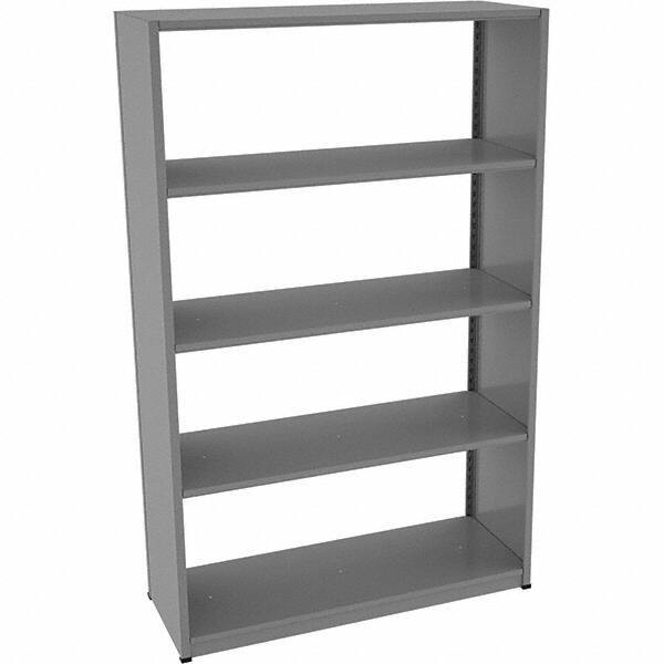 Tennsco - 5 Shelf Starter Open Steel Shelving - 48" Wide x 76" High x 18" Deep, Medium Gray - Eagle Tool & Supply