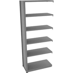 Tennsco - 6 Shelf Add-On Open Steel Shelving - 36" Wide x 88" High x 18" Deep, Medium Gray - Eagle Tool & Supply