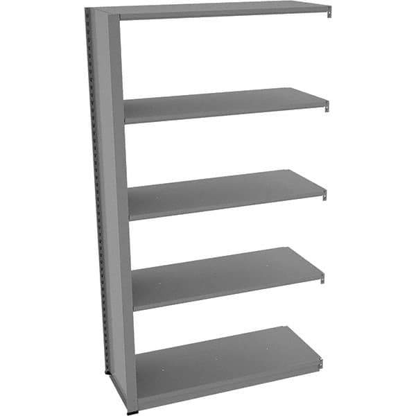 Tennsco - 5 Shelf Add-On Open Steel Shelving - 42" Wide x 76" High x 18" Deep, Medium Gray - Eagle Tool & Supply