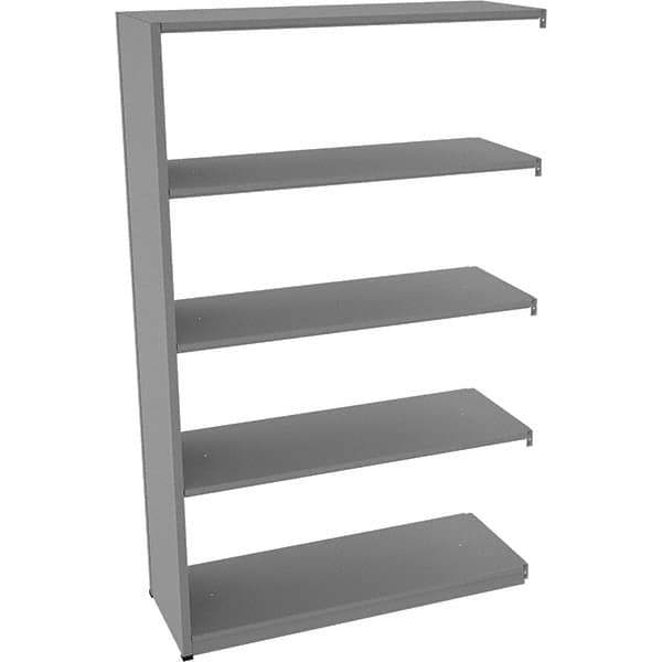 Tennsco - 5 Shelf Add-On Open Steel Shelving - 48" Wide x 76" High x 18" Deep, Medium Gray - Eagle Tool & Supply