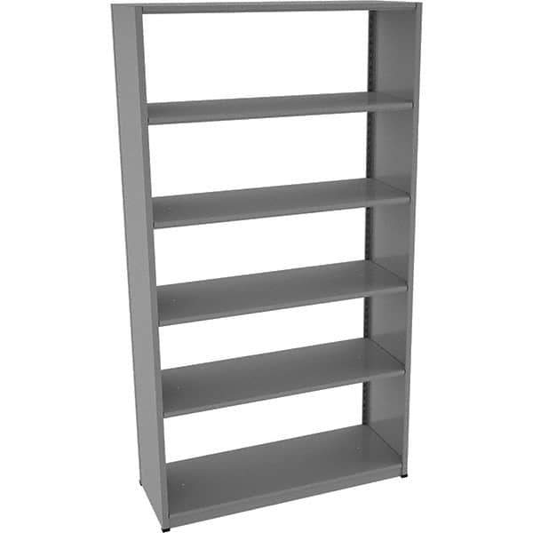Tennsco - 6 Shelf Starter Open Steel Shelving - 48" Wide x 88" High x 18" Deep, Medium Gray - Eagle Tool & Supply