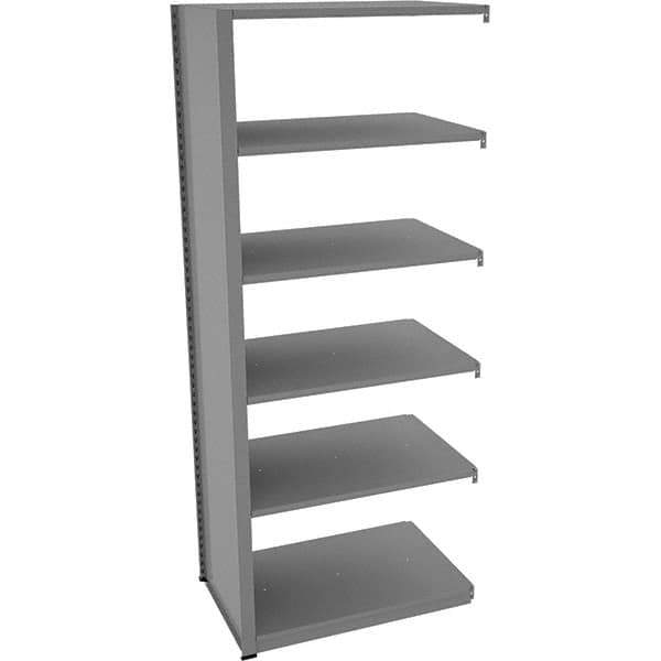 Tennsco - 6 Shelf Add-On Open Steel Shelving - 36" Wide x 88" High x 24" Deep, Medium Gray - Eagle Tool & Supply