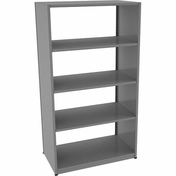 Tennsco - 5 Shelf Starter Open Steel Shelving - 42" Wide x 76" High x 24" Deep, Medium Gray - Eagle Tool & Supply