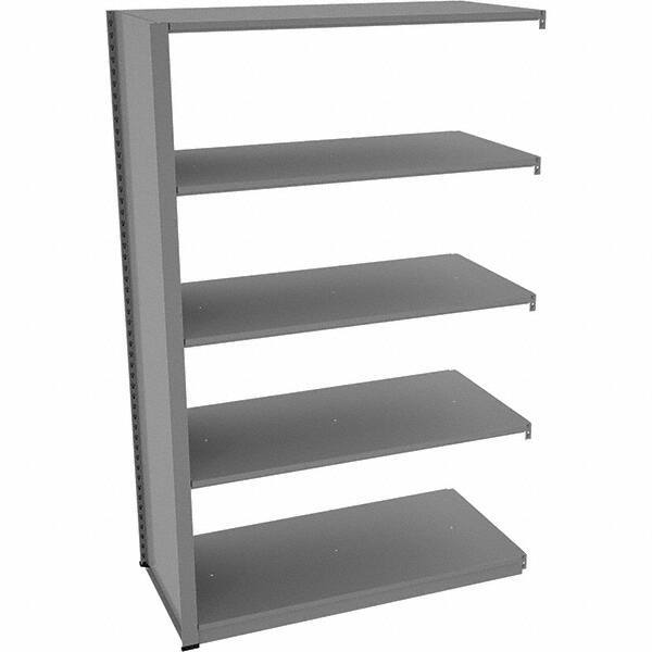 Tennsco - 5 Shelf Add-On Open Steel Shelving - 48" Wide x 76" High x 24" Deep, Medium Gray - Eagle Tool & Supply