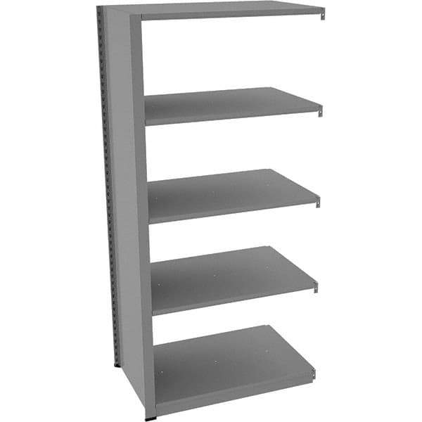 Tennsco - 5 Shelf Add-On Open Steel Shelving - 36" Wide x 76" High x 24" Deep, Medium Gray - Eagle Tool & Supply