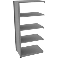 Tennsco - 5 Shelf Add-On Open Steel Shelving - 36" Wide x 76" High x 24" Deep, Medium Gray - Eagle Tool & Supply
