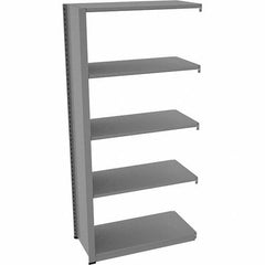 Tennsco - 5 Shelf Add-On Open Steel Shelving - 36" Wide x 76" High x 18" Deep, Medium Gray - Eagle Tool & Supply