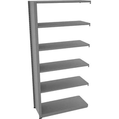 Tennsco - 6 Shelf Add-On Open Steel Shelving - 42" Wide x 88" High x 18" Deep, Medium Gray - Eagle Tool & Supply