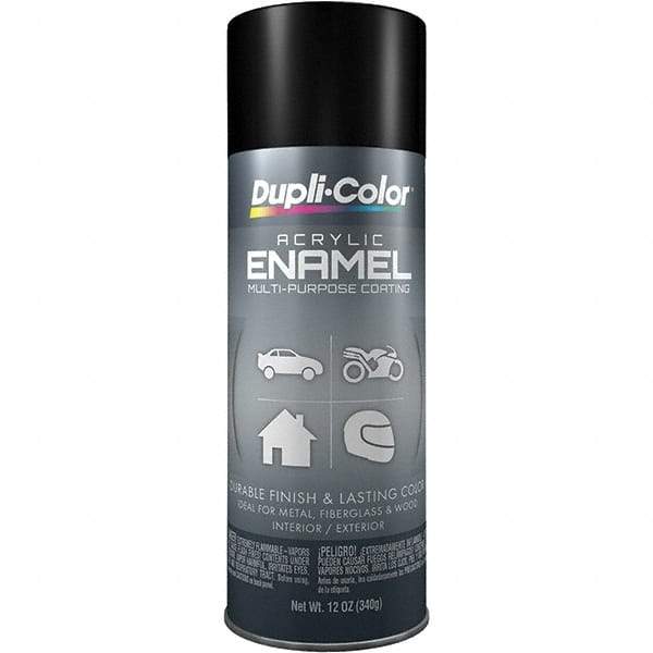 Dupli-Color - Black, Semi Gloss, Acrylic Enamel Spray Paint - 12 to 14 Sq Ft per Can, 12 oz Container - Eagle Tool & Supply