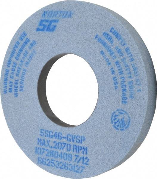 Norton - 12" Diam x 5" Hole x 1-1/2" Thick, G Hardness, 46 Grit Surface Grinding Wheel - Ceramic, Type 5, Coarse Grade, 2,070 Max RPM, Vitrified Bond, One-Side Recess - Eagle Tool & Supply