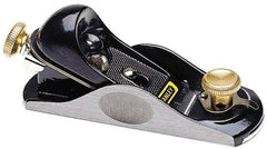 Stanley - 6-3/8" OAL, 1-5/8" Blade Width, Block Plane - High Carbon Steel Blade, Cast Iron Body - Eagle Tool & Supply