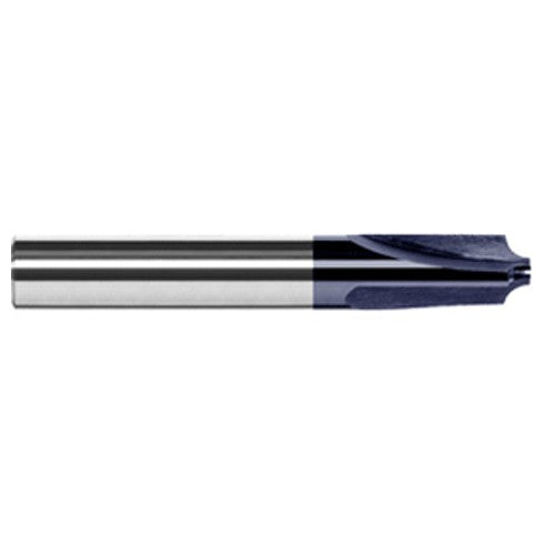 Corner Rounding End Mills - 0.0930″ (3/32″) Radius × 0.0580″ Pilot Diameter Carbide 5° Flare Corner Rounding End Mill, 3 Flutes, AlTiN Coated - Exact Industrial Supply