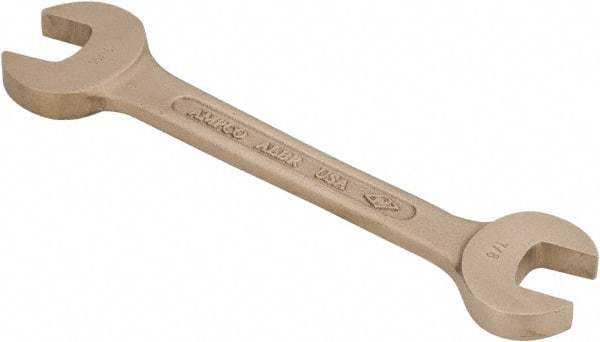 Ampco - 7/8" x 15/16" Nonsparking Open End Wrench - 9" OAL, Double End, Plain Finish, 15° Head Angle - Eagle Tool & Supply