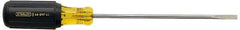 Stanley - 3/16" Blade Width, 9-3/4" OAL Cabinet Slotted Screwdriver - 6" Blade Length, Round Shank, Acetate with Rubber Grip Handle - Eagle Tool & Supply