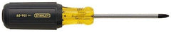 Stanley - #1, 6-3/4" OAL, Standard Phillips Screwdriver - 3" Blade Length, Round Shank, Acetate with Rubber Grip Handle - Eagle Tool & Supply