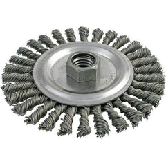 Brush Research Mfg. - 4" OD, 5/8-11 Arbor Hole, Stringer Bead Stainless Steel Wheel Brush - 3/16" Face Width, 7/8" Trim Length, 20,000 RPM - Eagle Tool & Supply