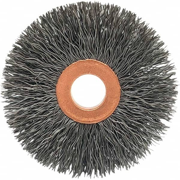 Brush Research Mfg. - 2-1/2" OD, 1/2" Arbor Hole, Crimped Stainless Steel Wheel Brush - Eagle Tool & Supply