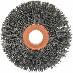 Brush Research Mfg. - 2-1/2" OD, 1/2" Arbor Hole, Crimped Stainless Steel Wheel Brush - Eagle Tool & Supply