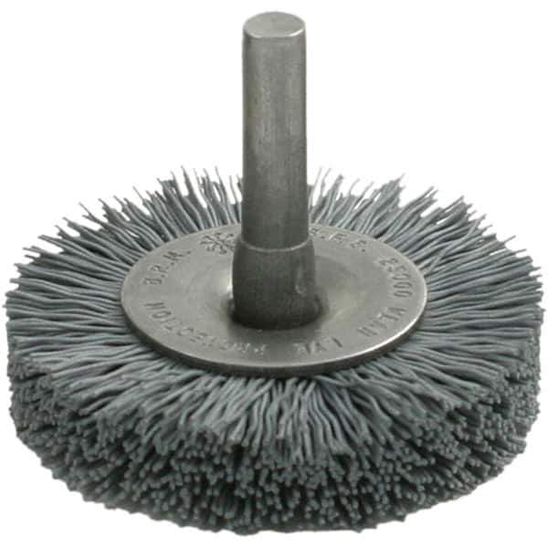 Brush Research Mfg. - 1-3/4" OD, Crimped Abrasive Nylon Wheel Brush - 1/2" Face Width, 3/8" Trim Length, 25,000 RPM - Eagle Tool & Supply