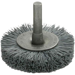 Brush Research Mfg. - 3" OD, Straight Filament Abrasive Nylon Wheel Brush - 3/8" Face Width, 13/16" Trim Length, 25,000 RPM - Eagle Tool & Supply