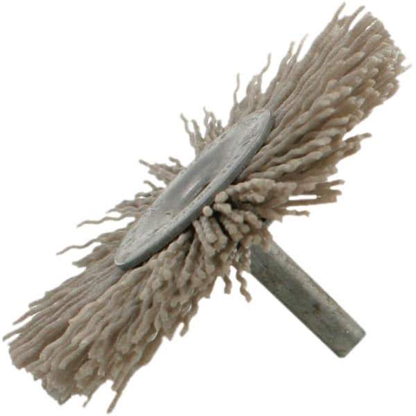 Brush Research Mfg. - 3" OD, Straight Filament Abrasive Nylon Wheel Brush - 3/8" Face Width, 13/16" Trim Length, 25,000 RPM - Eagle Tool & Supply