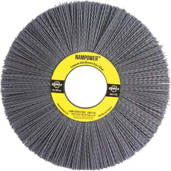 Brush Research Mfg. - 8" OD, 2" Arbor Hole, Crimped Abrasive Nylon Wheel Brush - 1/2" Face Width, 2-1/2" Trim Length, 3,600 RPM - Eagle Tool & Supply