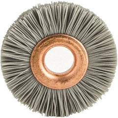 Brush Research Mfg. - 3" OD, 1/2" Arbor Hole, Crimped Abrasive Nylon Wheel Brush - 1/2" Face Width, 1" Trim Length, 20,000 RPM - Eagle Tool & Supply