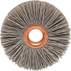 Brush Research Mfg. - 2-1/2" OD, 1/2" Arbor Hole, Crimped Abrasive Nylon Wheel Brush - 1/2" Face Width, 3/4" Trim Length, 20,000 RPM - Eagle Tool & Supply