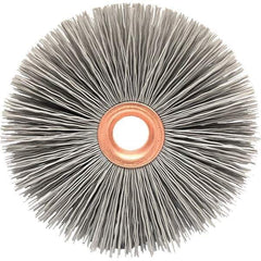 Brush Research Mfg. - 3" OD, 1/2" Arbor Hole, Crimped Abrasive Nylon Wheel Brush - 1/2" Face Width, 1" Trim Length, 20,000 RPM - Eagle Tool & Supply