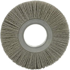 Brush Research Mfg. - 8" OD, 3-1/4" Arbor Hole, Crimped Abrasive Nylon Wheel Brush - 17/32" Face Width, 1-7/8" Trim Length, 5,000 RPM - Eagle Tool & Supply