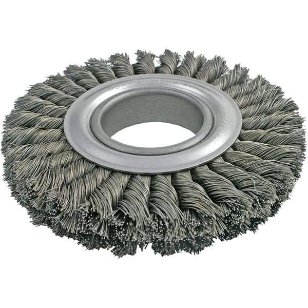 Brush Research Mfg. - 8" OD, 2" Arbor Hole, Crimped Carbon Wheel Brush - 1-1/8" Face Width, 1-3/4" Trim Length, 6,000 RPM - Eagle Tool & Supply