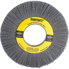 Brush Research Mfg. - 6" OD, 2" Arbor Hole, Crimped Abrasive Nylon Wheel Brush - 1" Face Width, 1-1/2" Trim Length, 3,600 RPM - Eagle Tool & Supply