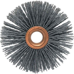 Brush Research Mfg. - 3" OD, 1/2" Arbor Hole, Crimped Abrasive Nylon Wheel Brush - 1/2" Face Width, 1" Trim Length, 20,000 RPM - Eagle Tool & Supply