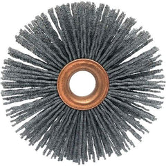 Brush Research Mfg. - 4" OD, 5/8" Arbor Hole, Crimped Abrasive Nylon Wheel Brush - 3/4" Face Width, 1-7/16" Trim Length, 20,000 RPM - Eagle Tool & Supply
