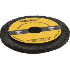 Brush Research Mfg. - 3-15/16" OD, Crimped Abrasive Nylon Wheel Brush - 0.197" Face Width, 0.492" Trim Length, 3,600 RPM - Eagle Tool & Supply