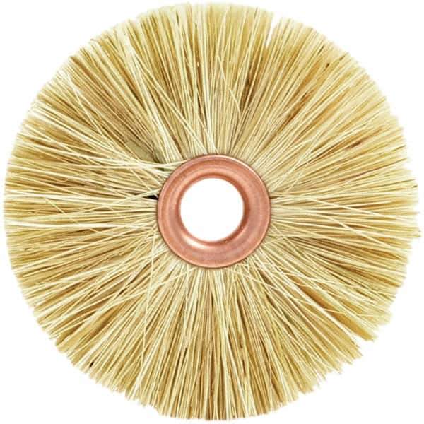 Brush Research Mfg. - 2" OD, 1/2" Arbor Hole, Crimped Tampico Wheel Brush - 3/8" Face Width, 9/16" Trim Length, 20,000 RPM - Eagle Tool & Supply