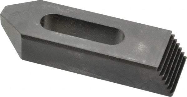 Jergens - 1/2" Stud, Low Carbon Steel, Plain Strap Clamp - 1-1/4" Travel, 4" OAL x 1-1/4" Wide x 3/4" High, Black Oxide Finish, Tapered Nose - Eagle Tool & Supply