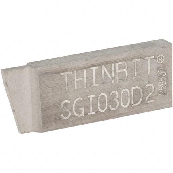 Thin Bit - 030SGI Grade Dura-Max 2000, 0.03" Cutting Width Carbide Grooving Insert - 0.09" Max Depth of Cut, Neutral, Uncoated - Eagle Tool & Supply