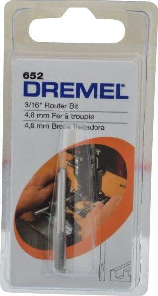 Dremel - 3/16" Diam, 1/8" Shank Diam, Straight Router Bit - 1-13/64" Overall Length, High Speed Steel - Eagle Tool & Supply