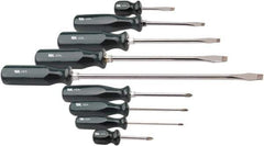 SK - 9 Piece Phillips & Slotted Screwdriver Set - Bit Sizes: Philips #0 to #2 - Eagle Tool & Supply